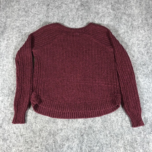 LA Hearts Womens XS Burgundy Chunky Cable Knit Crewneck Sweater - Picture 6 of 7